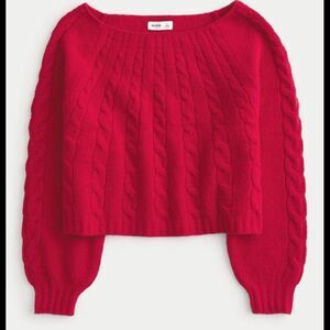 Hollister Comfy Cloud Off Shoulder Sweater Sz Med Cable‎ Knit Red Sold Out Style